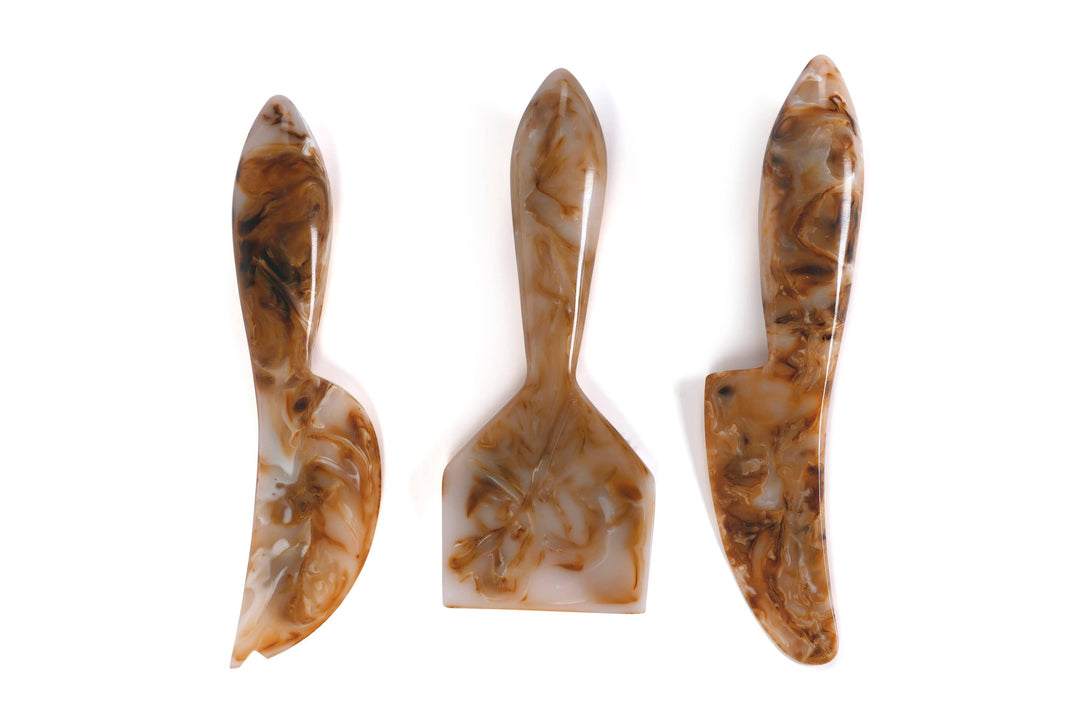 Resin Cheese Knife, Brown (Set of 3) - 6 Inches Casa Amarosa 