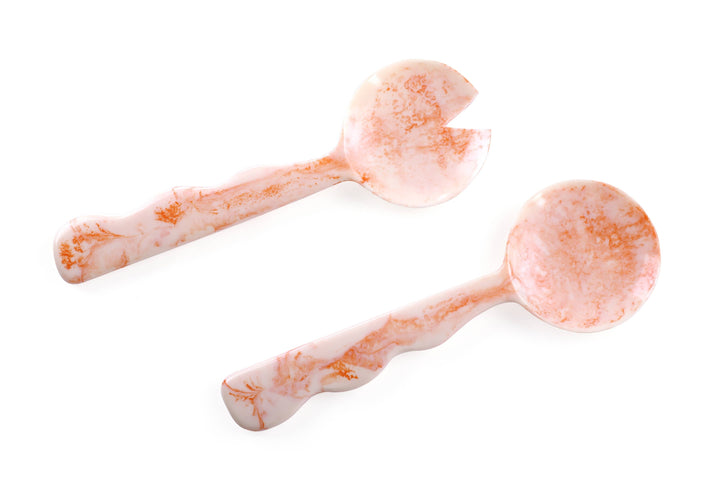 Resin Salad Server- Pink Ivory (Set of 2), 12.40 x 3.93 Inch Casa Amarosa 
