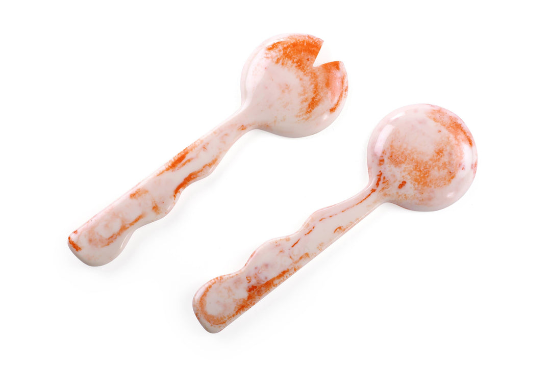 Resin Salad Server- Pink Ivory (Set of 2), 12.40 x 3.93 Inch Casa Amarosa 