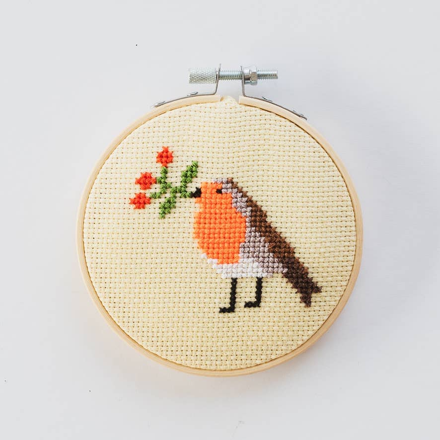 Robin & Berry Beginner Counted Cross Stitch Kit Cotton Clara Craft Kits & Supplies 