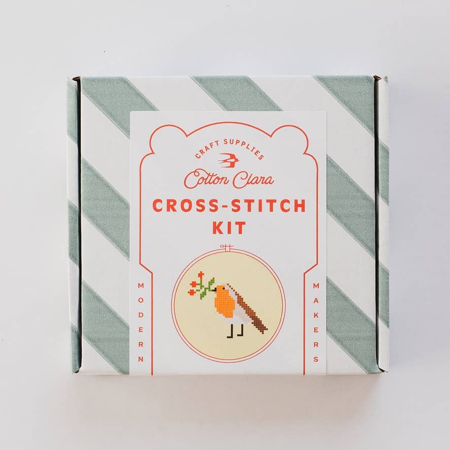 Robin & Berry Beginner Counted Cross Stitch Kit Cotton Clara Craft Kits & Supplies 