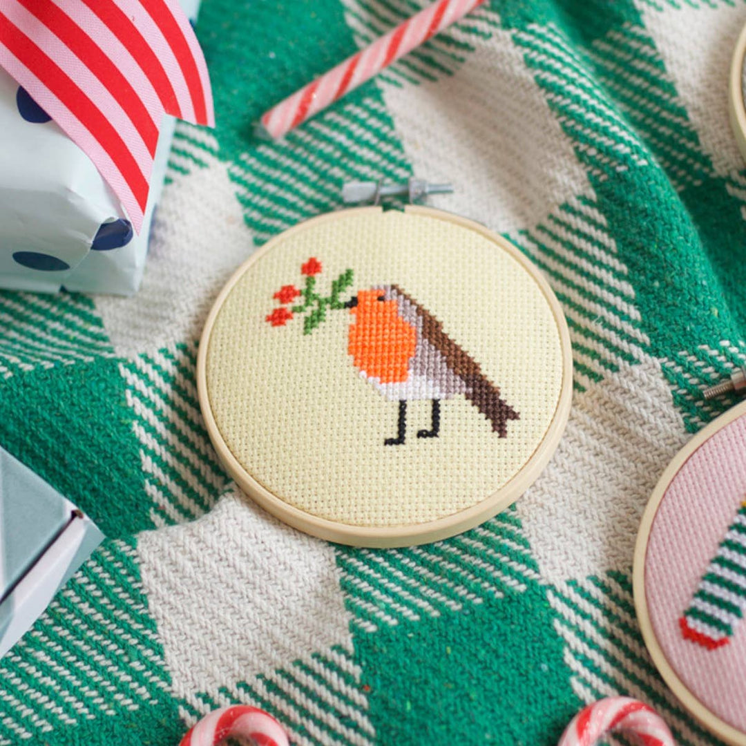 Robin & Berry Beginner Counted Cross Stitch Kit Cotton Clara Craft Kits & Supplies 