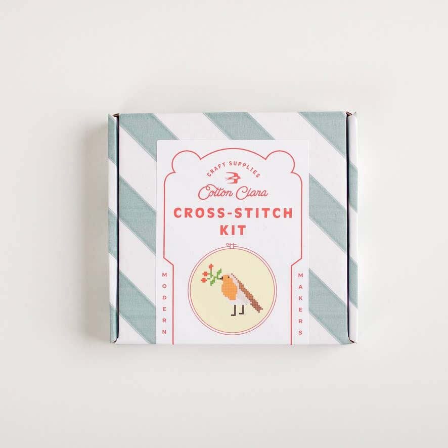 Robin & Berry Beginner Counted Cross Stitch Kit Cotton Clara Craft Kits & Supplies 