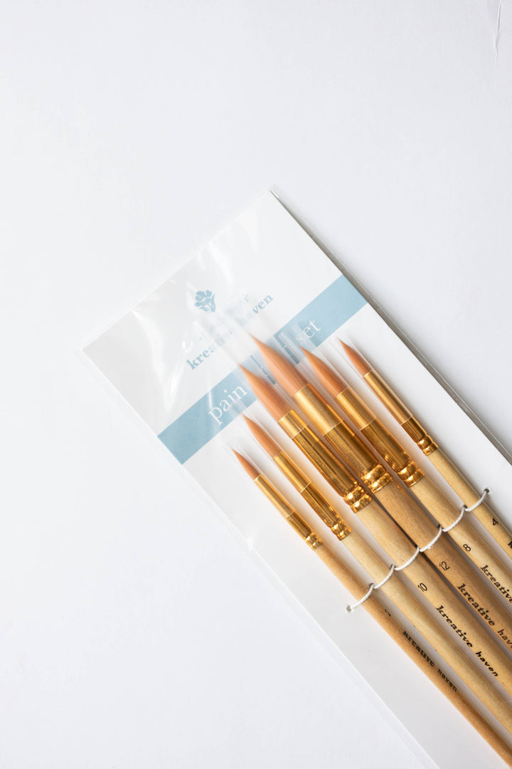 Round Tip Watercolor Brush Set -- 6 piece Kreative Haven 