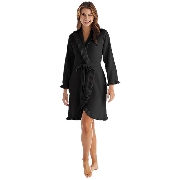 Ruffle Chenille Robe Bath Robe Softies Black 