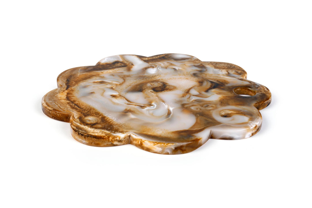 Scallop Resin Cheese Charcuterie Board, Brown - 9 Inches Casa Amarosa 