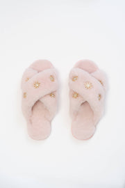 Sheepskin Slippers with Rhinestone Pissenlit 7 Blush 