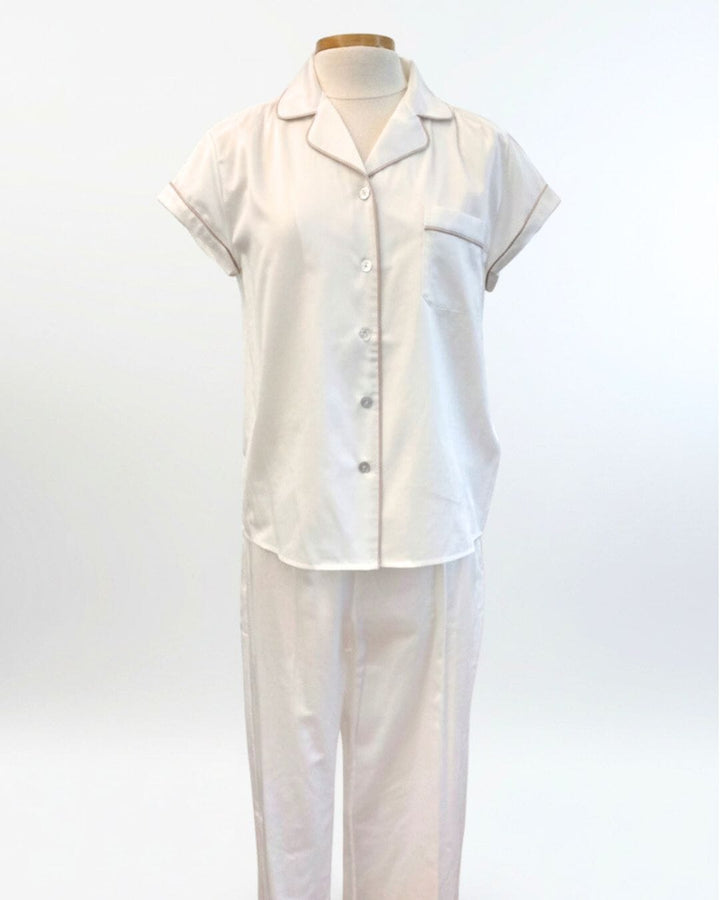Silk Whispercale Capri Pajamas with Latte Trim Sleepwear & Loungewear Silk Story 