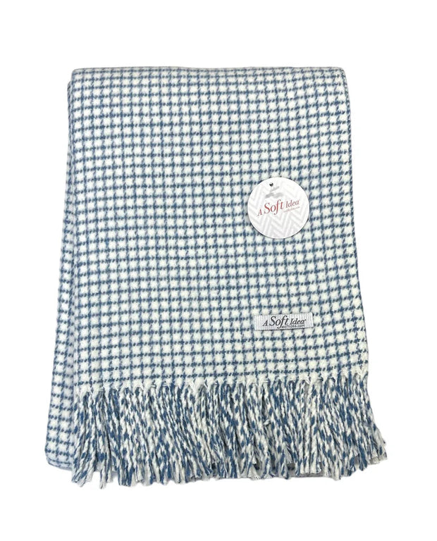 Small Check Pattern Throw Blankets Apparel Solutions/A Soft Idea Cream/Denim 