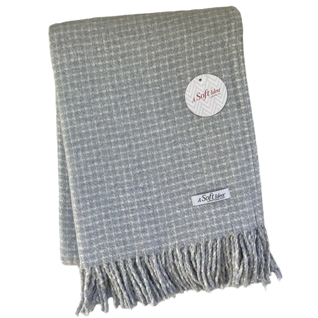 Small Check Pattern Throw Blankets Apparel Solutions/A Soft Idea Light Grey/Cream 