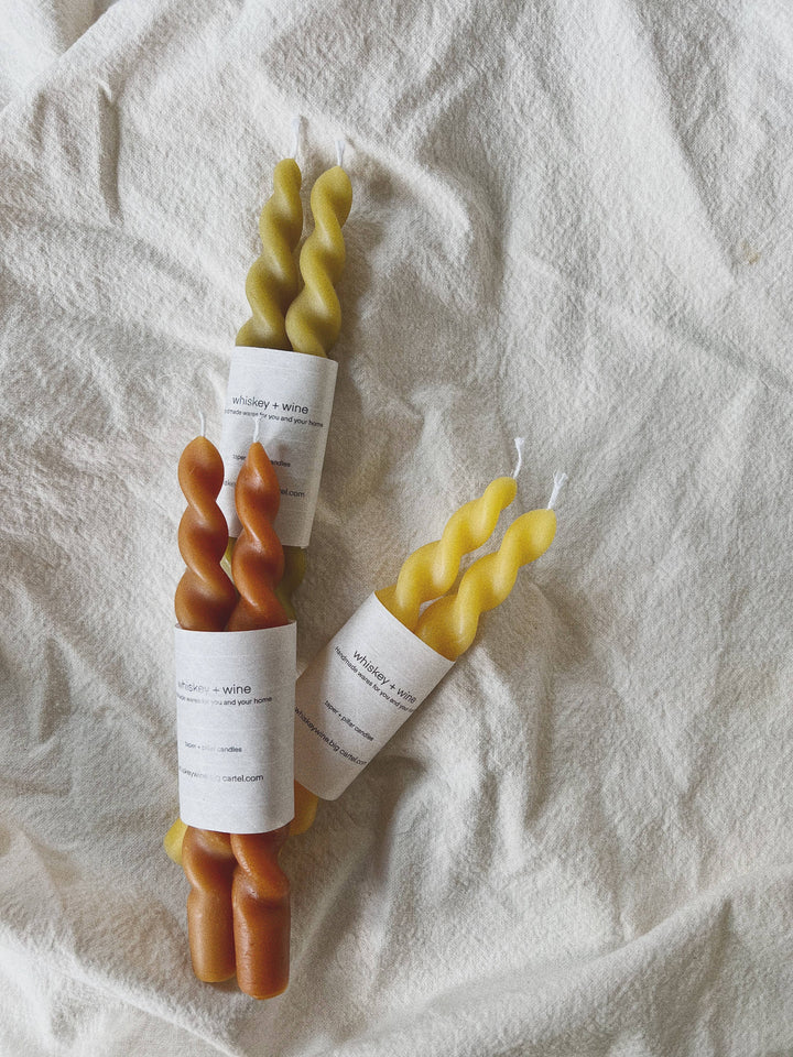 Spiral taper candle Whiskey + Wine 