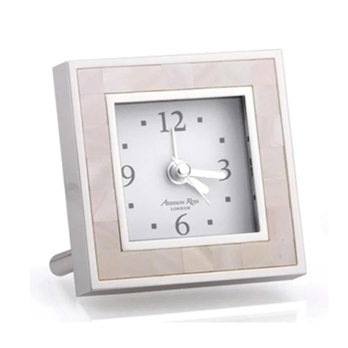 Square Silent Alarm Clock Gifts Addison Ross Mother of Pearl and Silver 
