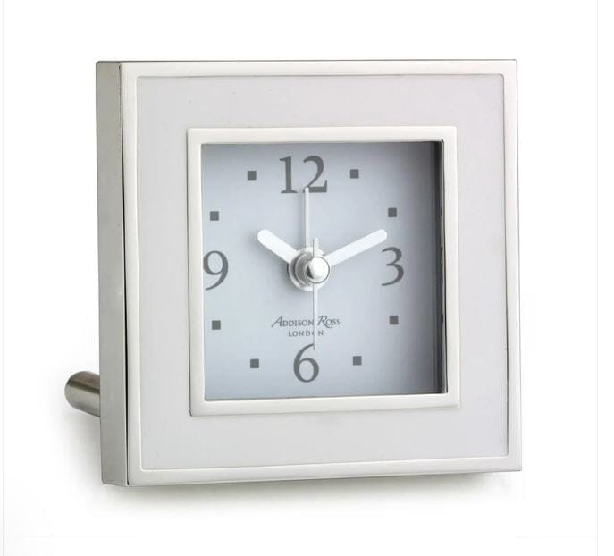 Square Silent Alarm Clock Gifts Addison Ross White and Silver SILENT 