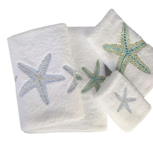 Starfish Roma White Guest Towel Blue Mist Anali 