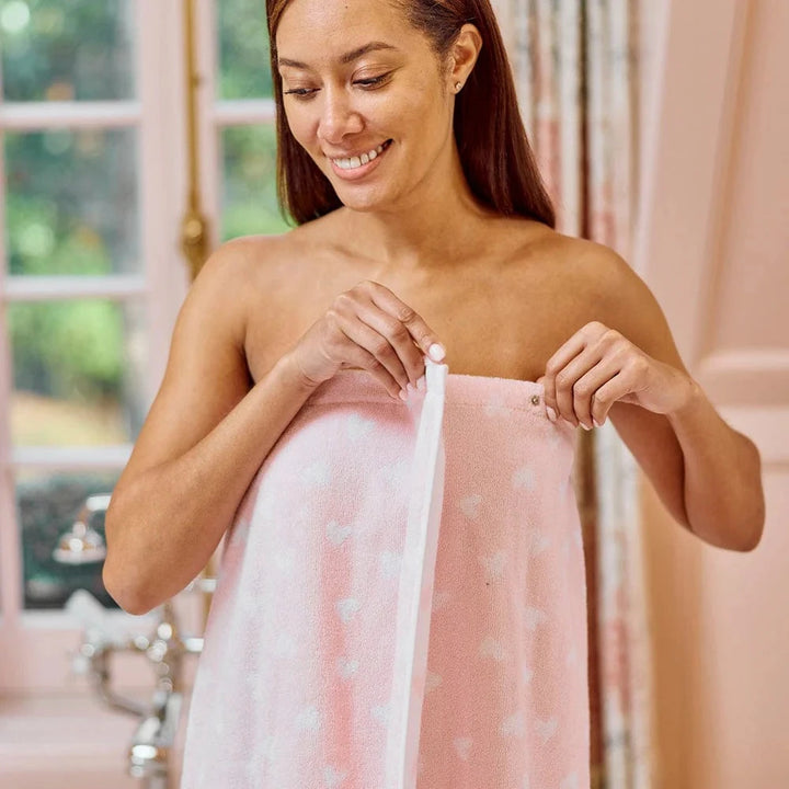 Tossed Pink Hearts Towel Wrap Robes Weezie 
