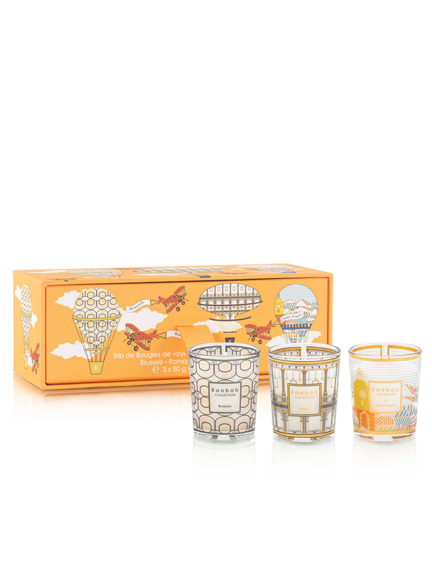 Trio Travel Candles Brussels Miami Roma-Saint Tropez Candle Baobab 