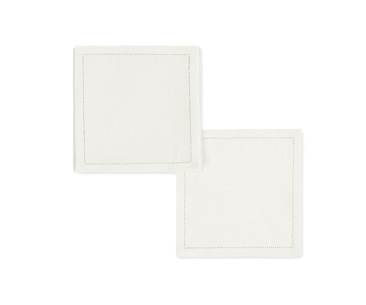 Valentine Hemstitch Cocktail Napkins- set of 4 Table Linens Matouk Ivory 