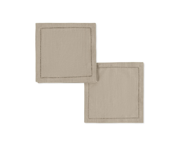 Valentine Hemstitch Cocktail Napkins- set of 4 Table Linens Matouk Oat 