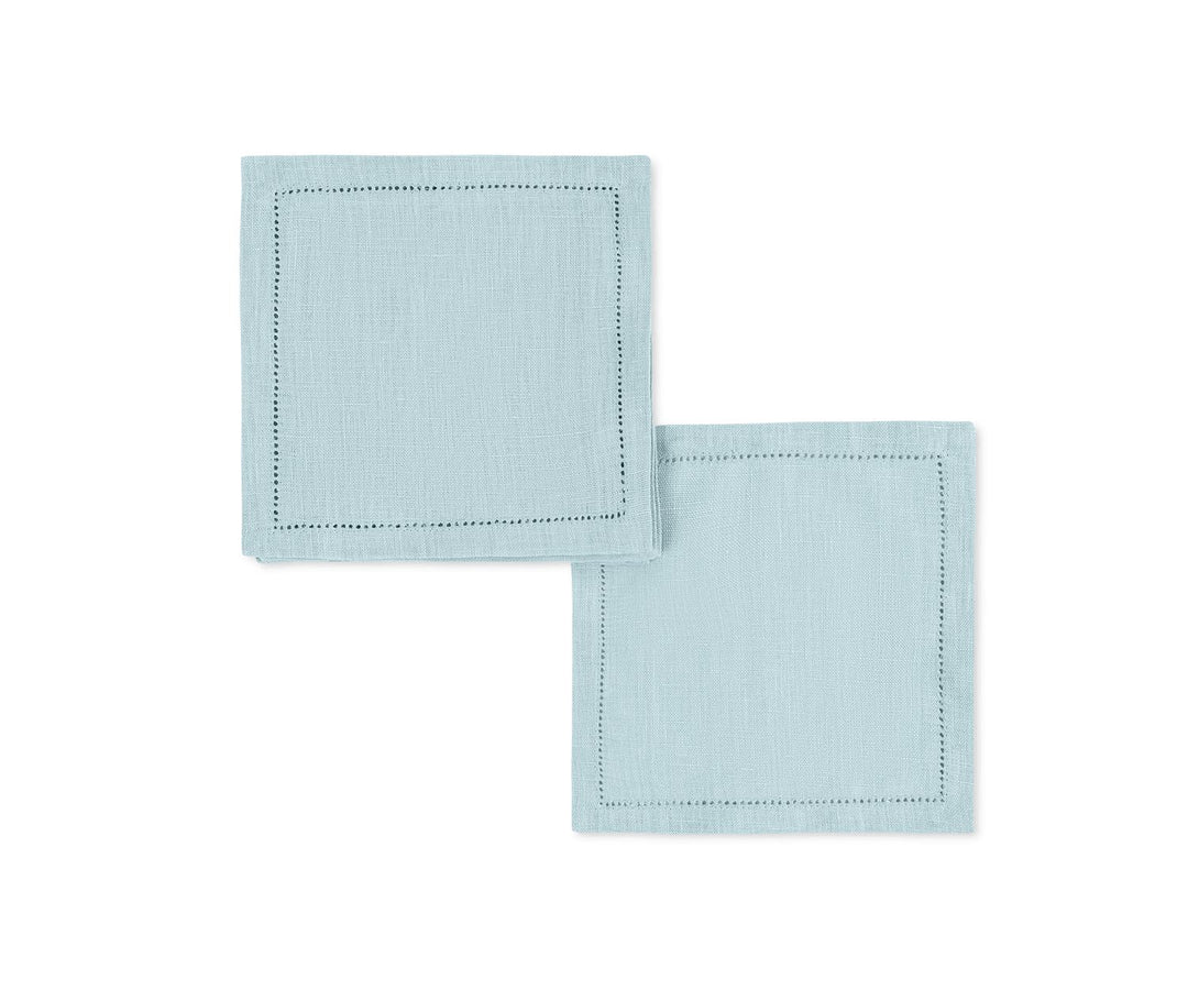 Valentine Hemstitch Cocktail Napkins- set of 4 Table Linens Matouk Sky 