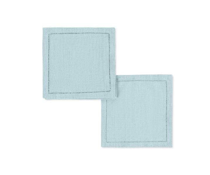 Valentine Hemstitch Cocktail Napkins- set of 4 Table Linens Matouk Sky 