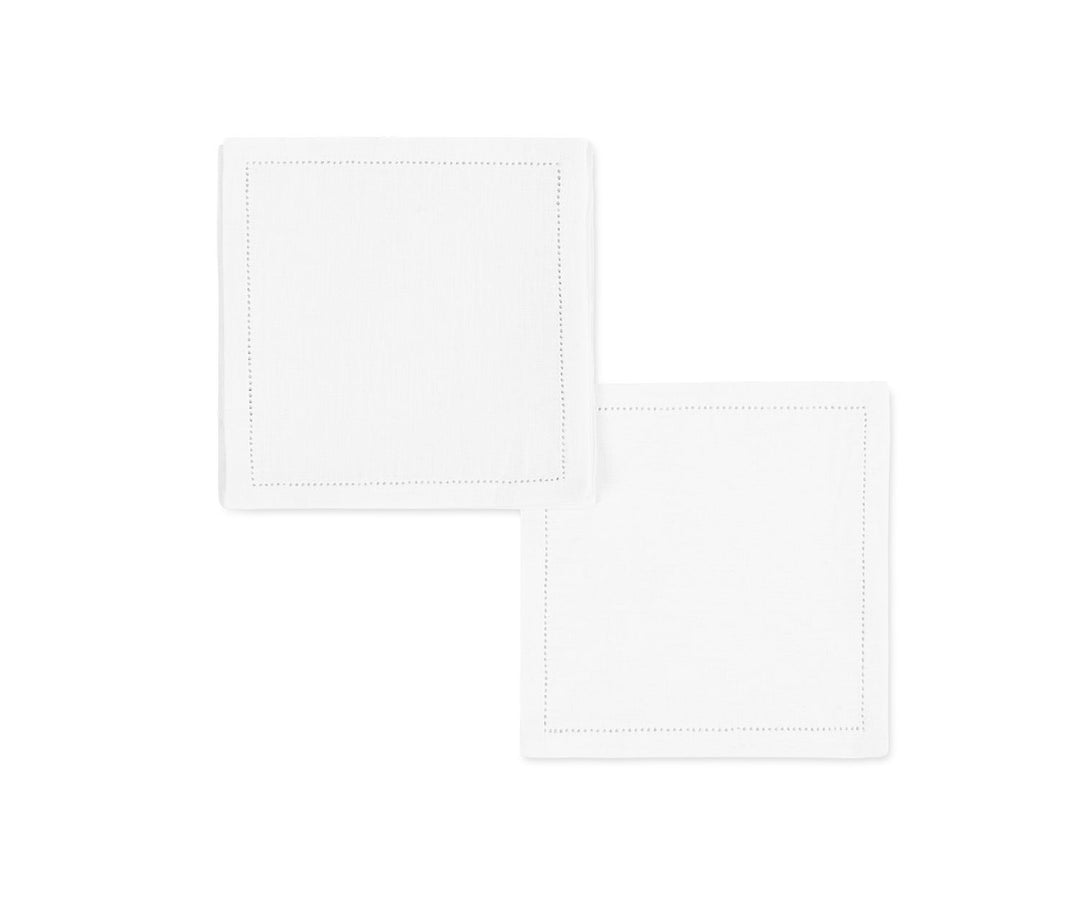Valentine Hemstitch Cocktail Napkins- set of 4 Table Linens Matouk White 