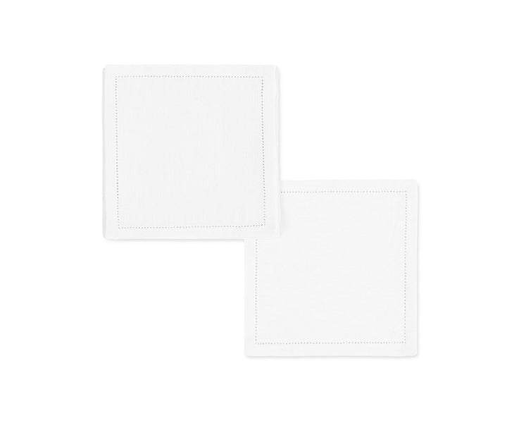 Valentine Hemstitch Cocktail Napkins- set of 4 Table Linens Matouk White 