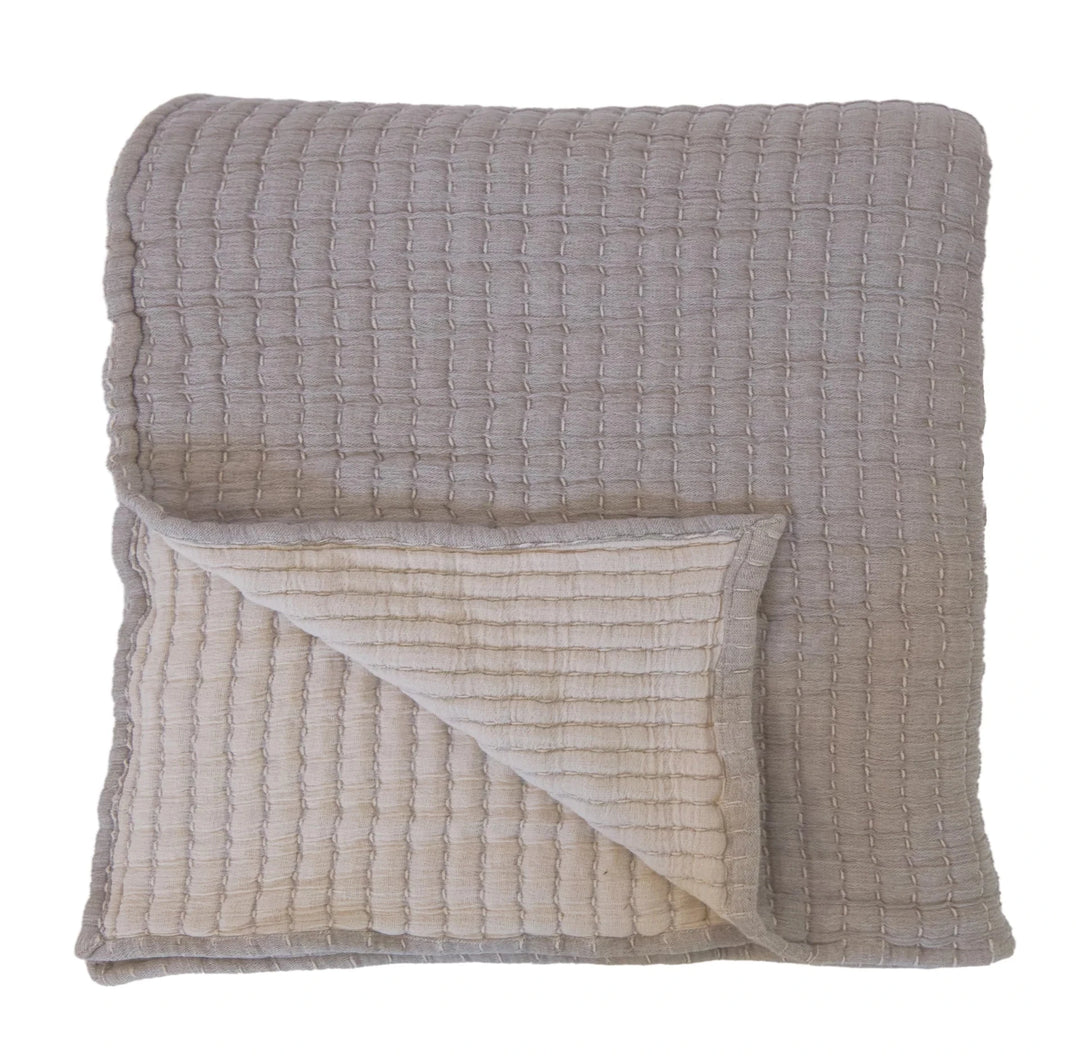 Vancouver Coverlet Bedding Style Pom Pom at Home Grey Queen 