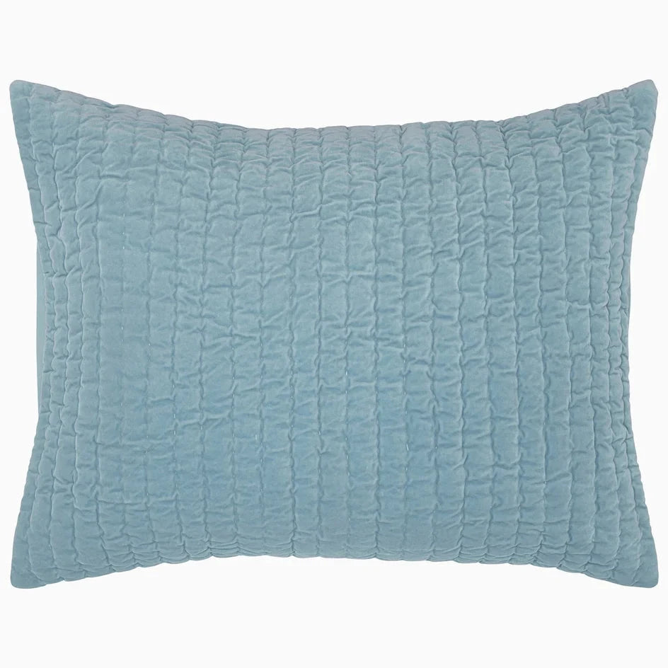 Velvet Quilted Sham Bedding Style John Robshaw Light Indigo Standard 