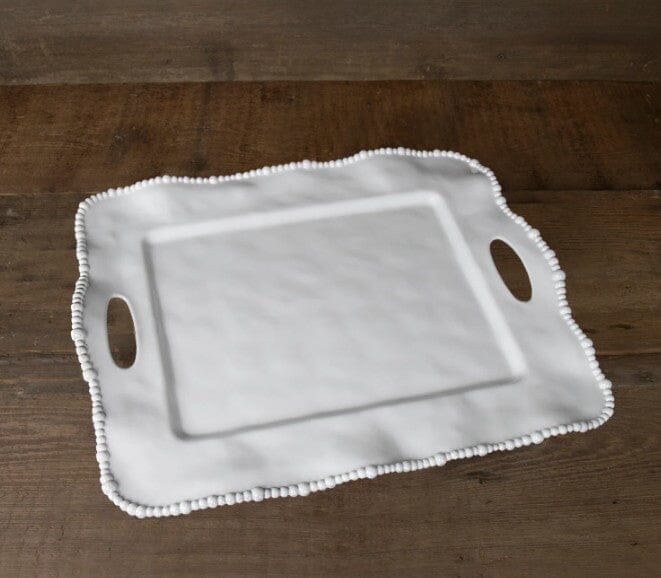 VIDA Alegria Rectangular Tray with Handles White Kitchenware Beatriz Ball 