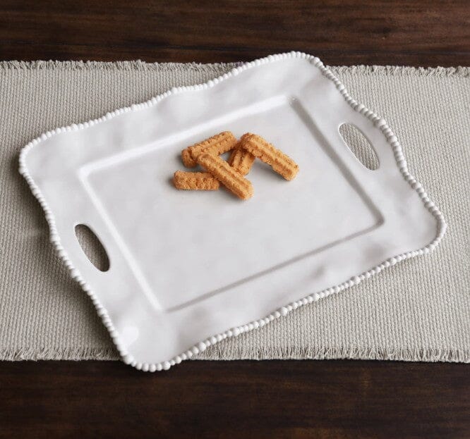VIDA Alegria Rectangular Tray with Handles White Kitchenware Beatriz Ball 