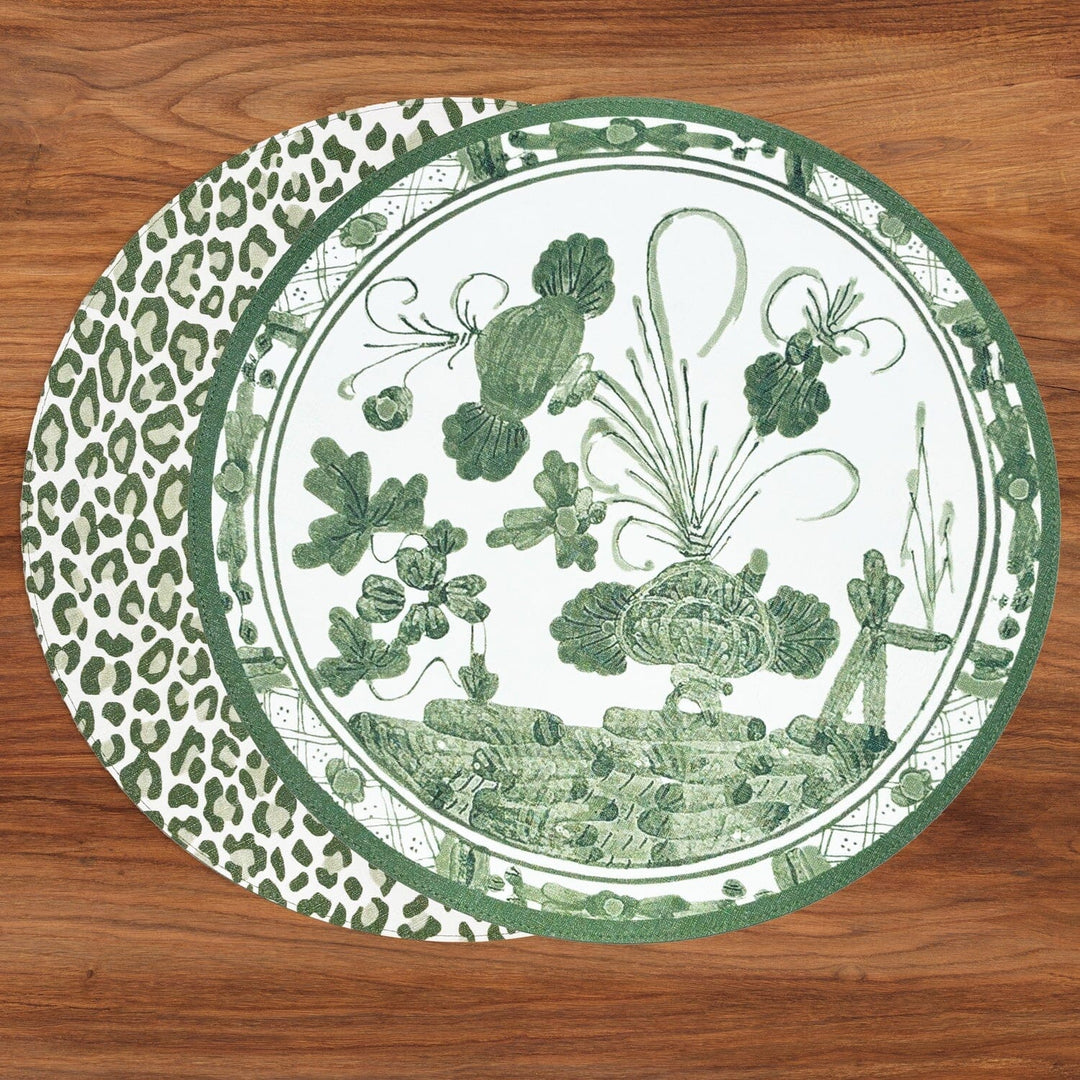 Vida Faenza and Leopard Reversible Mats set 4 Green Beatriz Ball 