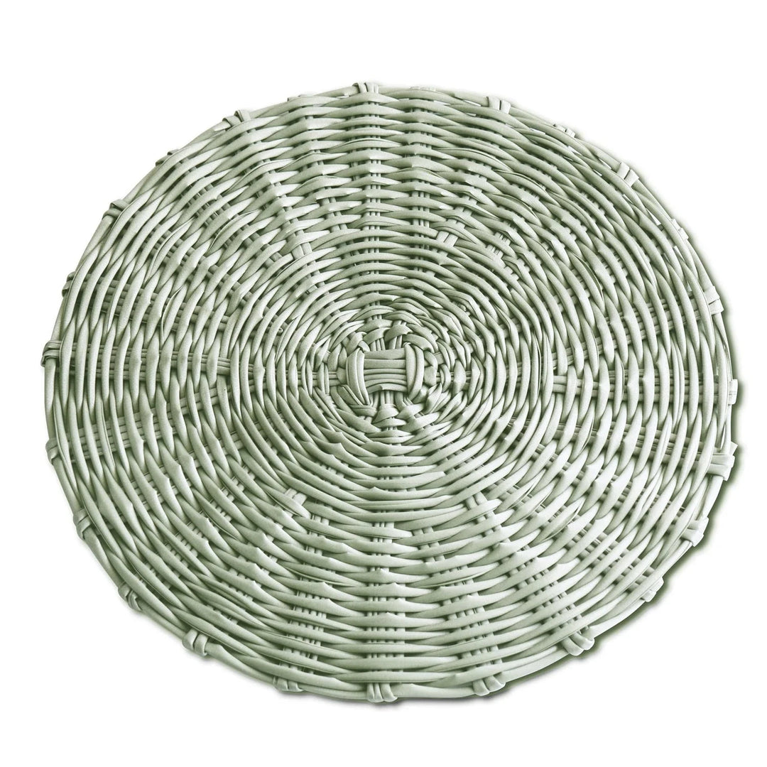 VIDA Faux Wicker Placemats Set of 4 Beatriz Ball Sage 