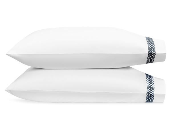 Astor Braid King Pillowcases - pair Bedding Style Matouk Indigo 