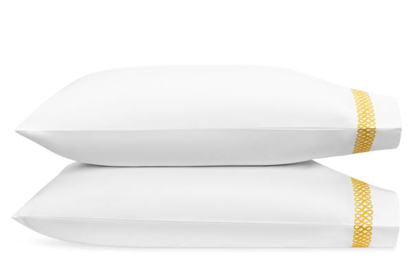 Astor Braid Standard Pillowcases - pair Bedding Style Matouk Lemon 