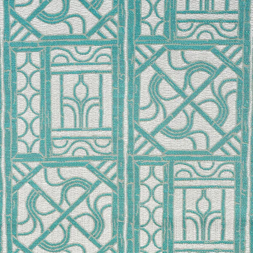 Bamboo Lattice Foot Throw 52x72 Linens & Bedding Ann Gish Aqua 