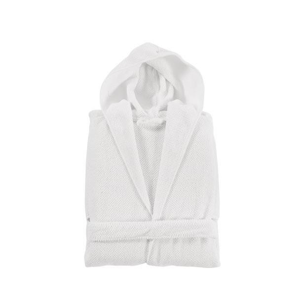 Bee Waffle Hooded Robe- Small Bath Robe Graccioza White 
