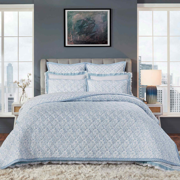 Bliss King Coverlet Bedding Style Orchids Lux Home Aqua 