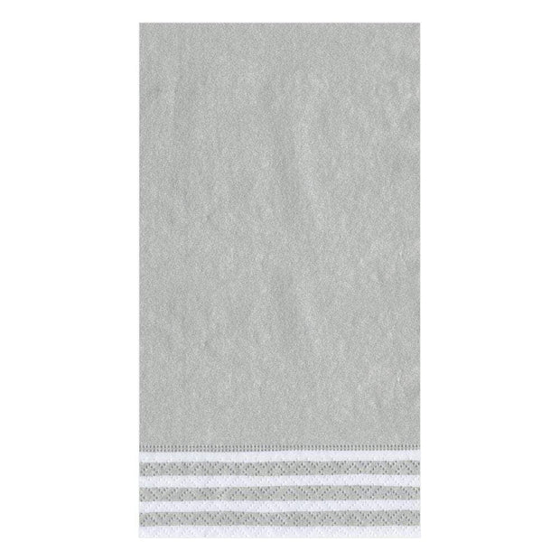 Border Stripe Paper Guest Towel Napkins in Silver Caspari 