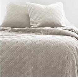 Brussels Large Euro Sham Bedding Style Pom Pom at Home Taupe 