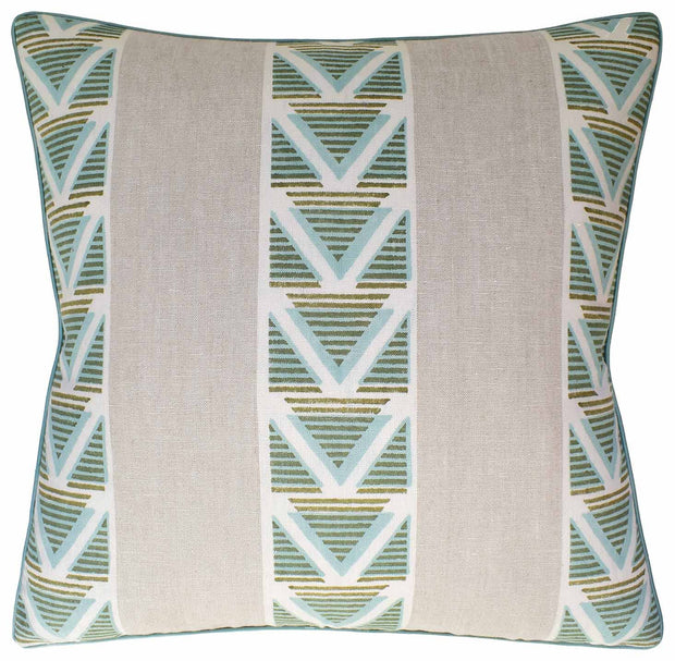 Burton Stripe 22" Pillow Decorative Pillow Ryan Studio Linen Turquoise 