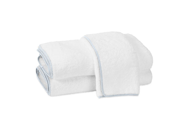 Cairo Guest Towel Bath Linens Matouk White Light Blue 