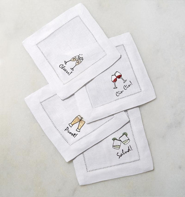 Table Linens - Cheers Cocktail Napkins - Set Of 4