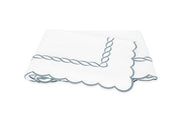 Classic Chain Scallop Full/Queen Flat Sheet Bedding Style Matouk Hazy Blue 