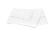 Classic Chain Scallop Full/Queen Flat Sheet Bedding Style Matouk White 