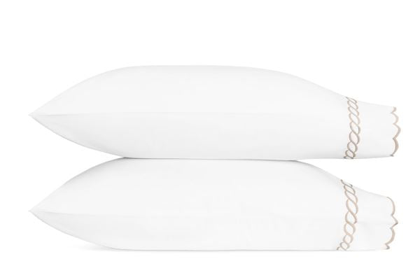 Classic Chain Scallop King Pillowcases- Pair Bedding Style Matouk Dune 