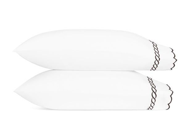 Classic Chain Scallop King Pillowcases- Pair Bedding Style Matouk Mocha 