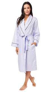Classic Luxe Pima Shawl Collar Robe Robes Cats Pajamas Small/Medium Blue Lavender 