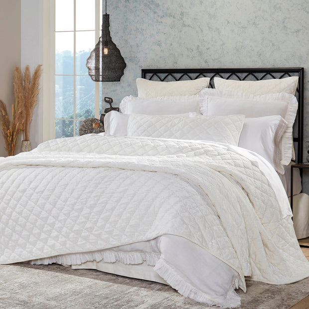 Clermont King Coverlet Bedding Style Orchids Lux Home White 