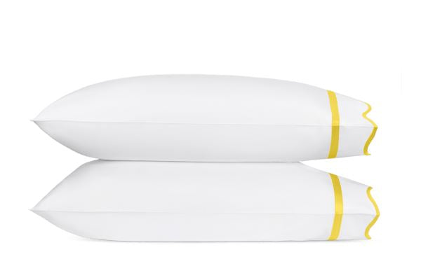 Cornelia Standard Pillowcase- Pair Bedding Style Matouk Lemon 