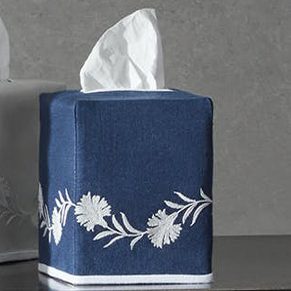 Daphne Tissue Box Cover Bathroom Accessories Matouk Navy White 